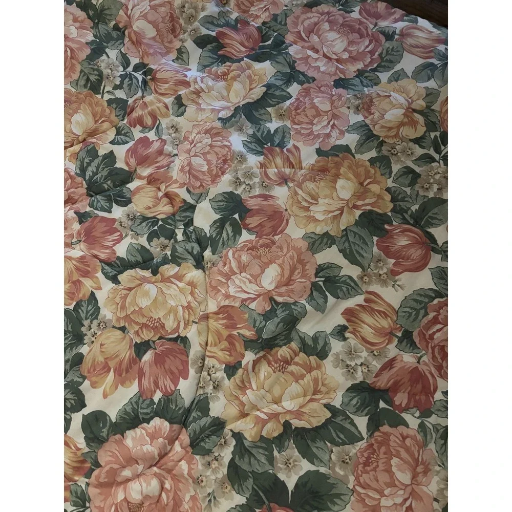 Dan River Reversible Floral Comforter Peony Rose Print Made In USA Bedding 86x86